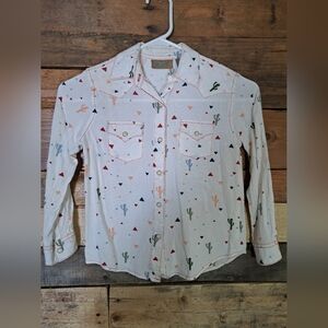 Girls Wrangler Western Pearlsnap Cactus Shirt small 6/8?